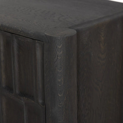 Ezri Sideboard by Four Hands in cocoa oak, carved cocoa oak. Made from solid oak in a modern style.