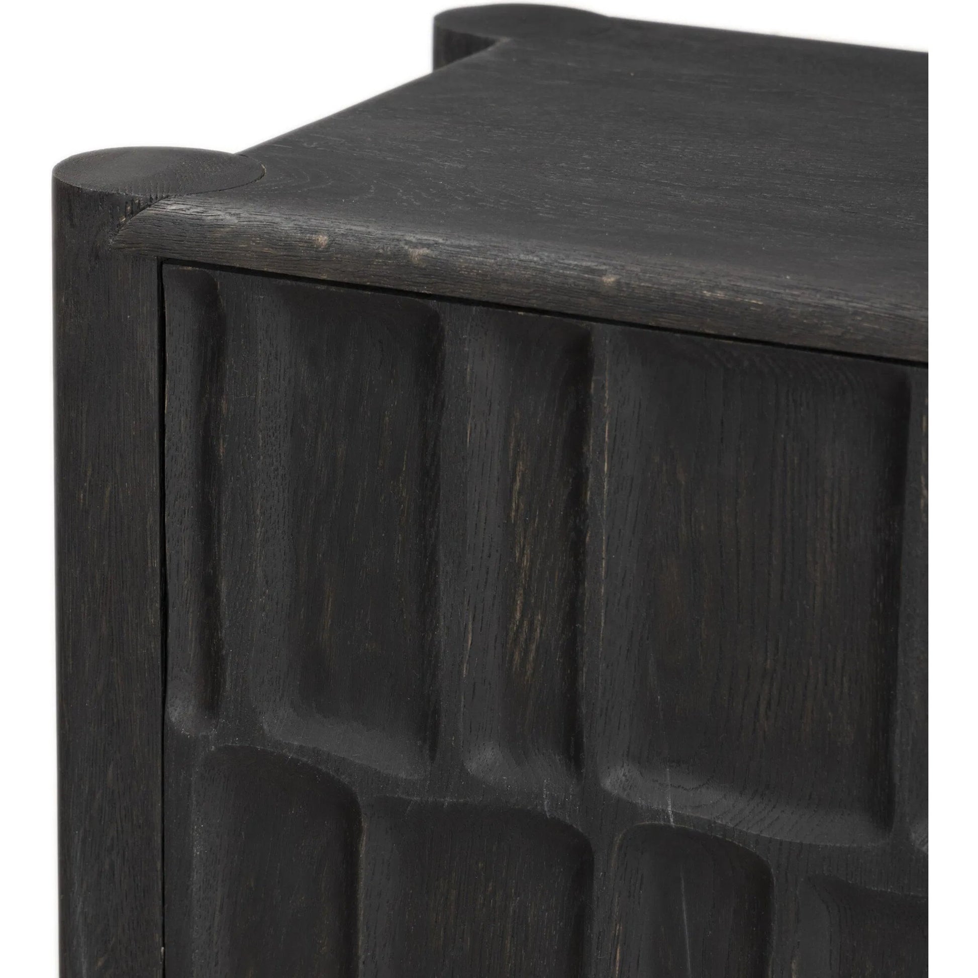 Ezri Sideboard by Four Hands in cocoa oak, carved cocoa oak. Made from solid oak in a modern style.