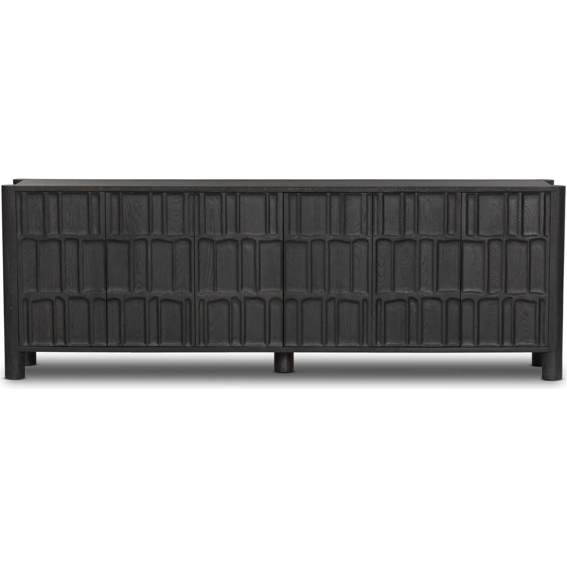 Ezri Sideboard by Four Hands in cocoa oak, carved cocoa oak. Made from solid oak in a modern style.