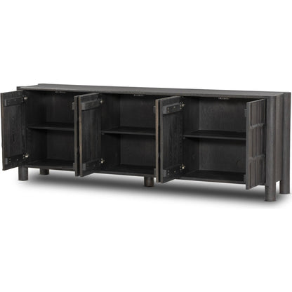 Ezri Sideboard by Four Hands in cocoa oak, carved cocoa oak. Made from solid oak in a modern style.
