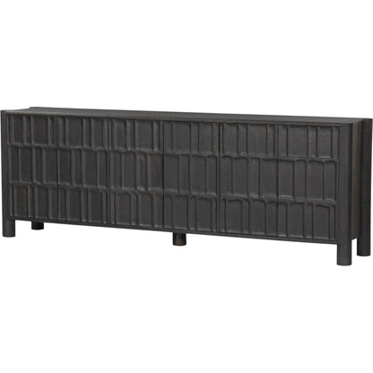 Ezri Sideboard by Four Hands in cocoa oak, carved cocoa oak. Made from solid oak in a modern style.