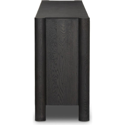 Ezri Sideboard by Four Hands in cocoa oak, carved cocoa oak. Made from solid oak in a modern style.