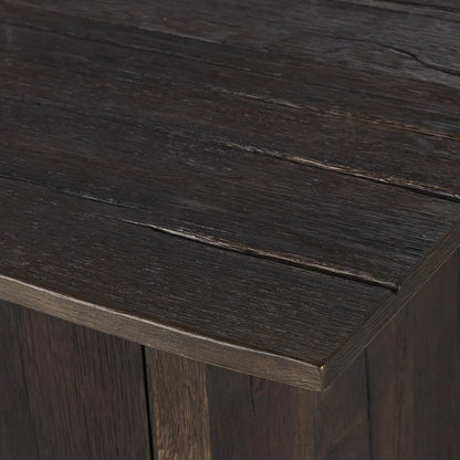 Irina Sideboard by Four Hands in burnt resawn oak, black maple. Made from resawn oak veneer, light maple veneer in a unique style.