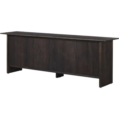 Irina Sideboard by Four Hands in burnt resawn oak, black maple. Made from resawn oak veneer, light maple veneer in a unique style.