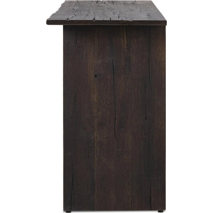 Irina Sideboard by Four Hands in burnt resawn oak, black maple. Made from resawn oak veneer, light maple veneer in a unique style.