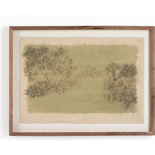 Daughters of the Water II by Aileen Fitzgerald by Four Hands in walnut. Made from linen backer, rustic walnut, fredrix 558 raw canvas in a modern style.