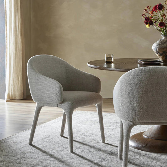 Bensen Dining Armchair by Four Hands in gibson taupe. Made from 97% polyester, 3% acrylic in a unique style.