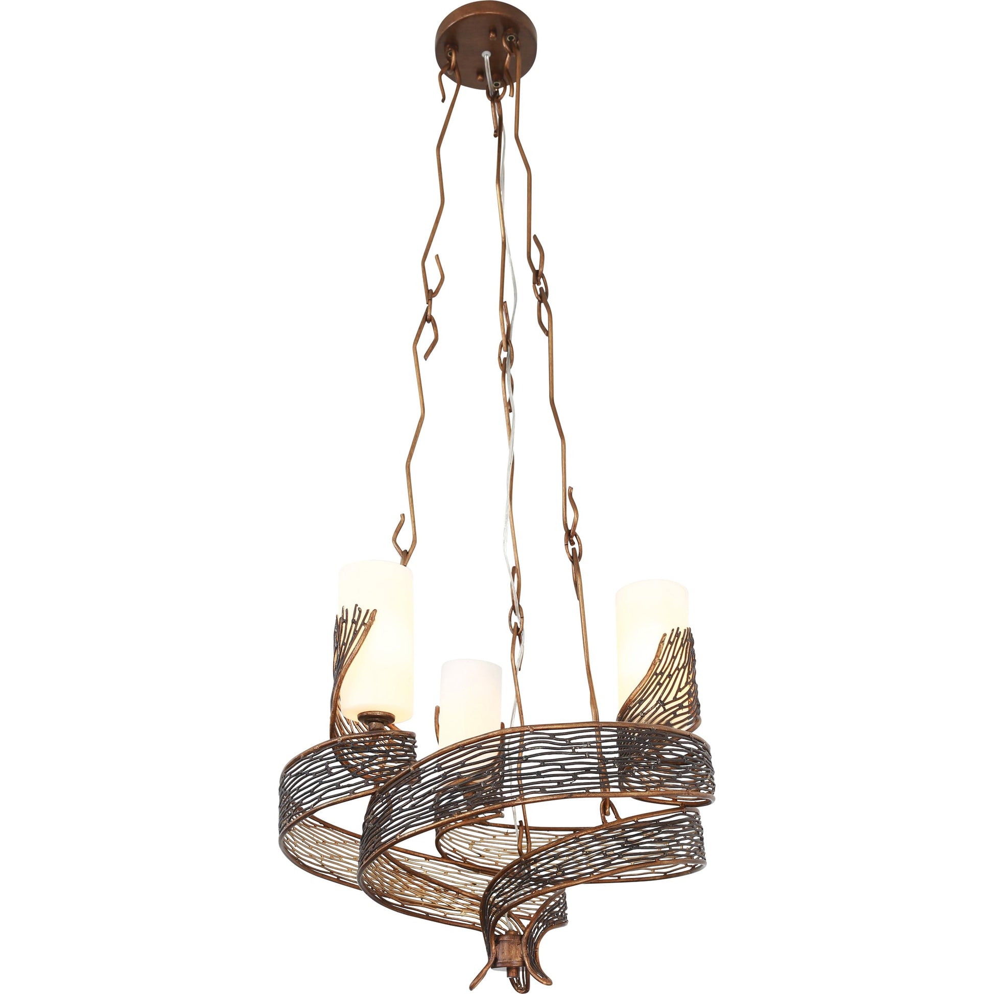 Flow Chandelier by Varaluz in hammered orange. Made from hammered ore, gloss opal in a modern style.