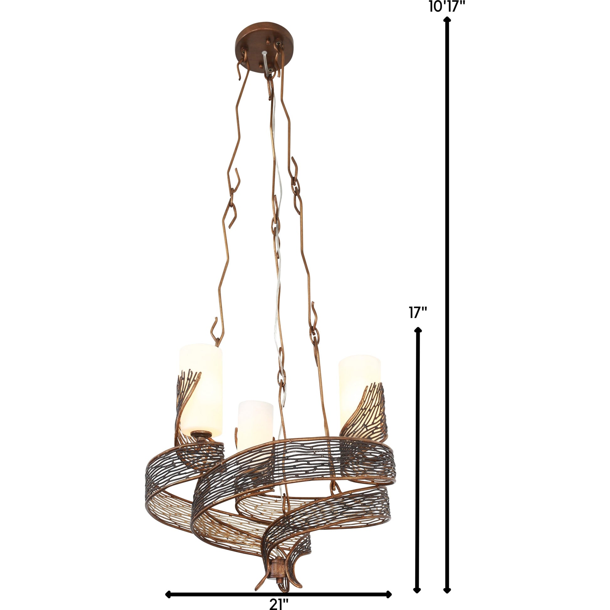 Flow Chandelier by Varaluz in hammered orange. Made from hammered ore, gloss opal in a modern style.