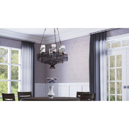 Flow Chandelier by Varaluz in hammered orange. Made from hammered ore, gloss opal in a modern style.