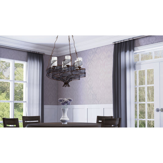 Flow Chandelier by Varaluz in hammered orange. Made from hammered ore, gloss opal in a modern style.
