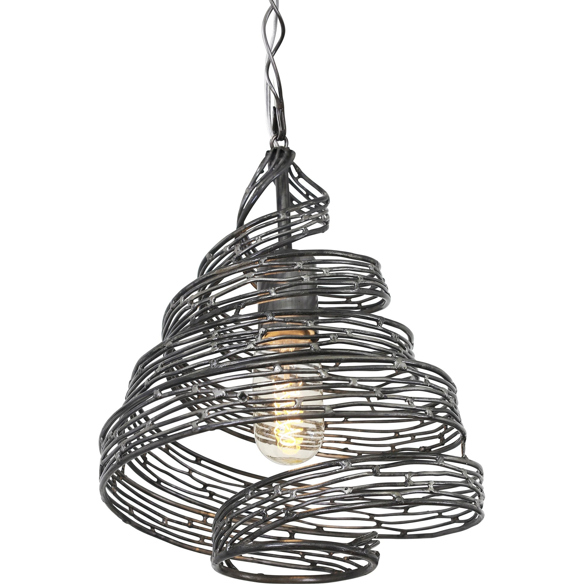 Flow III Twist Mini Pendant by Varaluz in hammered ore. Made from hammered ore in a modern style.