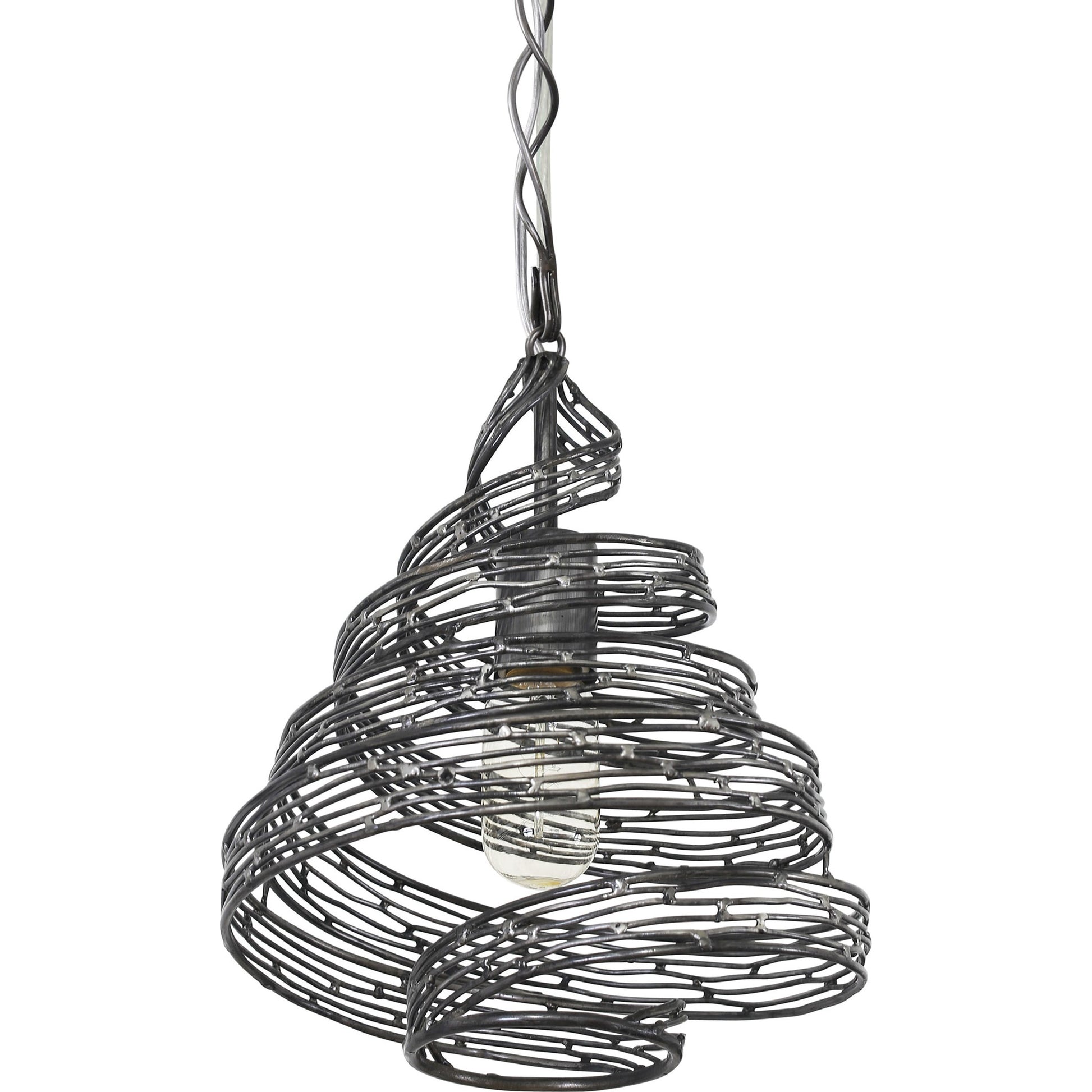 Flow III Twist Mini Pendant by Varaluz in hammered ore. Made from hammered ore in a modern style.