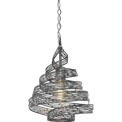 Flow III Twist Mini Pendant by Varaluz in hammered ore. Made from hammered ore in a modern style.