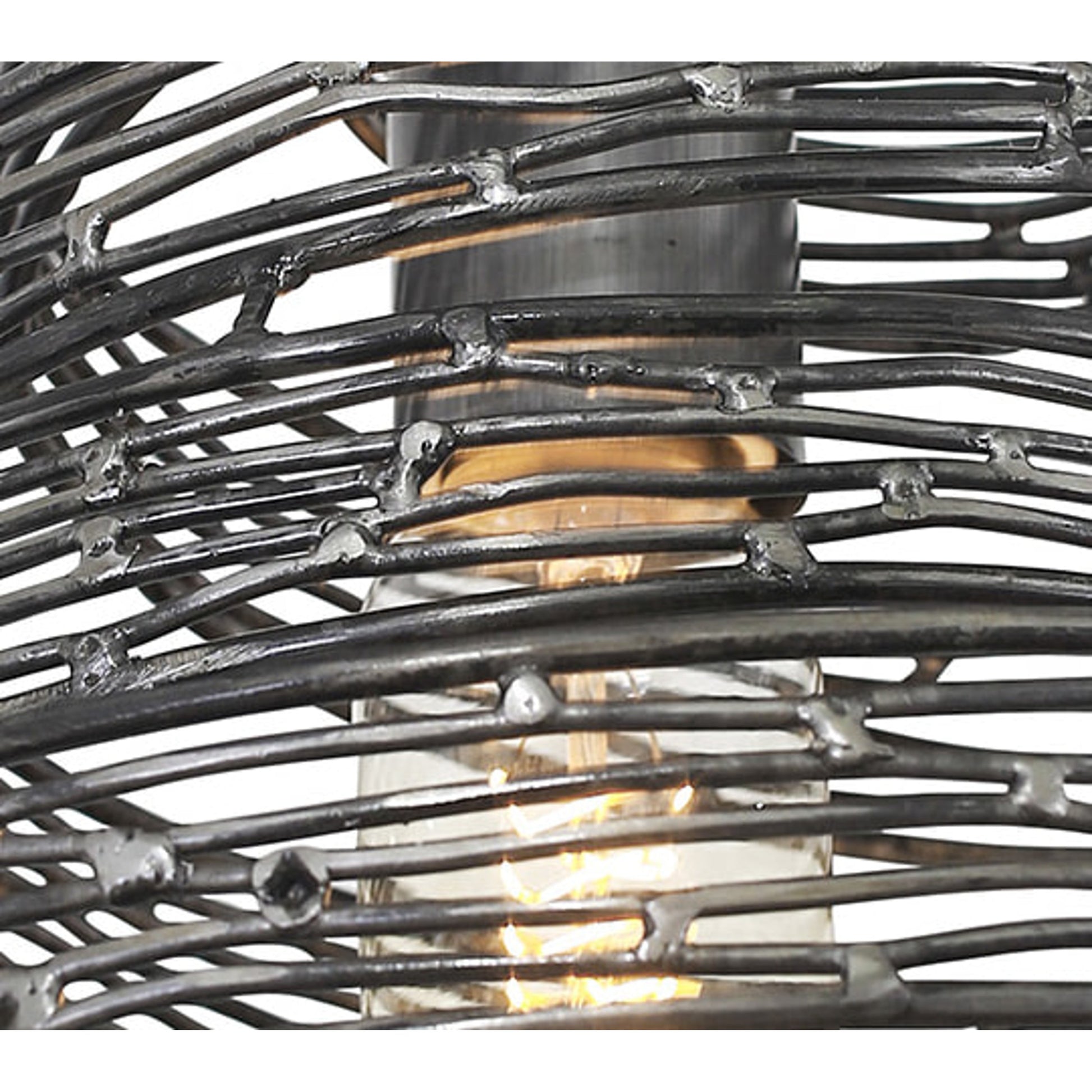 Flow III Twist Mini Pendant by Varaluz in hammered ore. Made from hammered ore in a modern style.