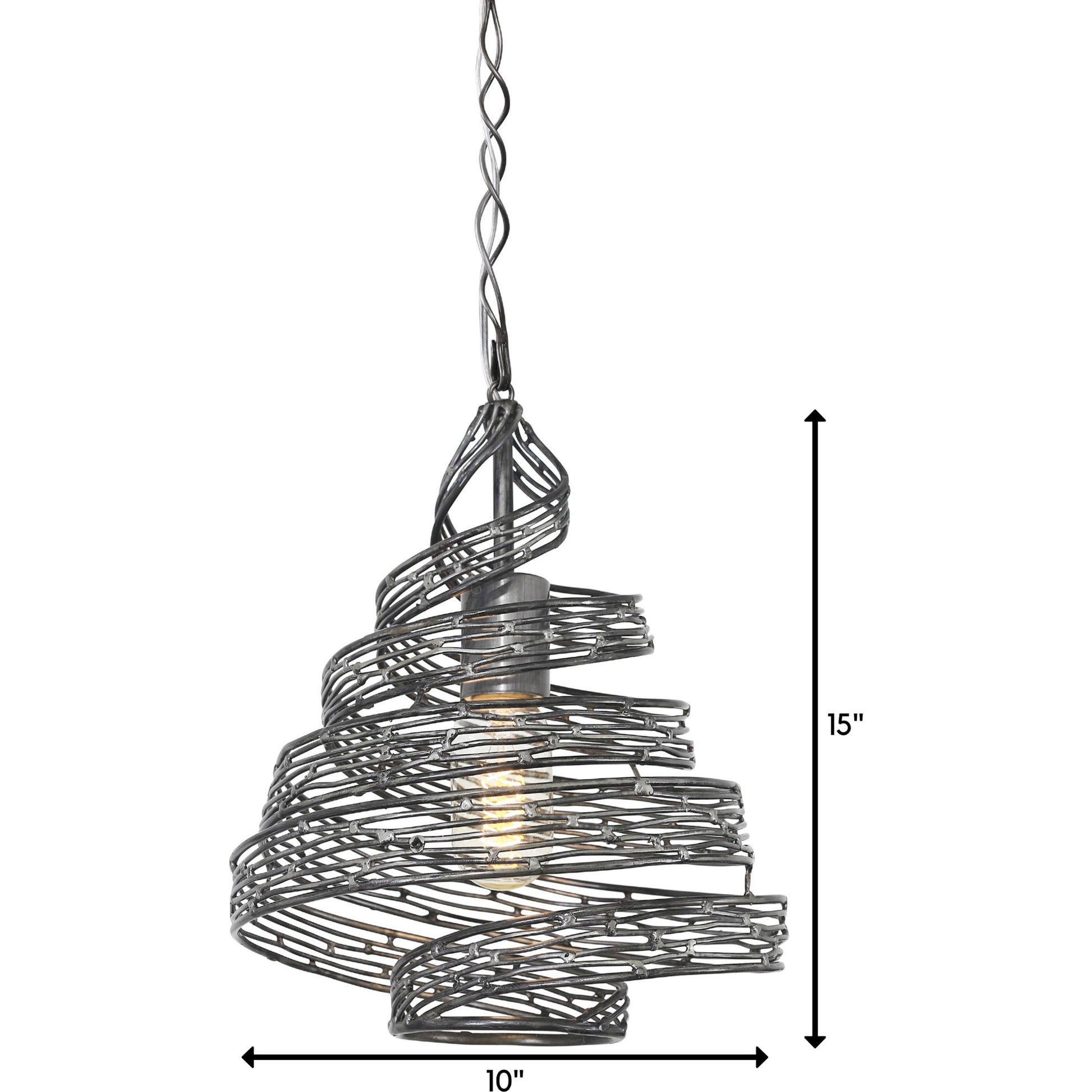 Flow III Twist Mini Pendant by Varaluz in hammered ore. Made from hammered ore in a modern style.
