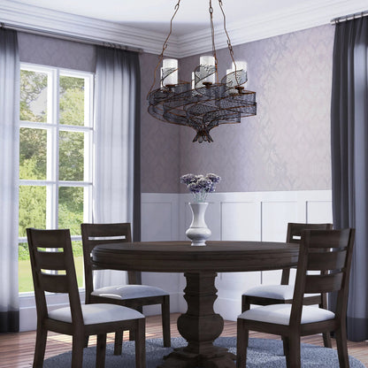 Flow Chandelier by Varaluz in hammered orange. Made from hammered ore, gloss opal in a modern style.