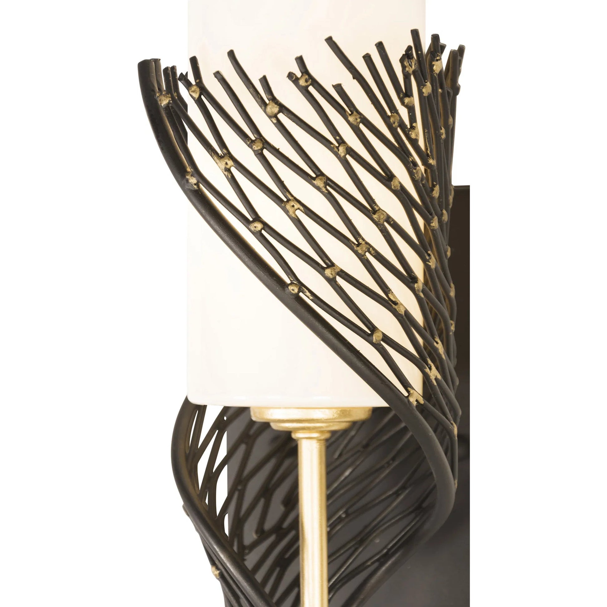 Flow I Sconce by Varaluz in matte black/french gold. Made from unique in a modern style.