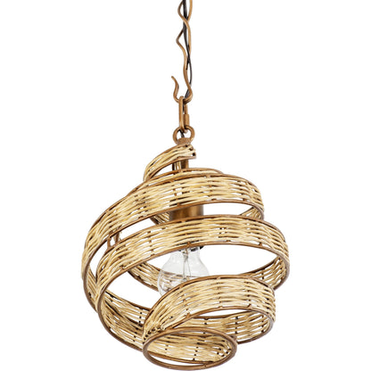 Flow II Twist Mini Pendant by Varaluz in baguette/natural rattan. Made from unique in a modern style.