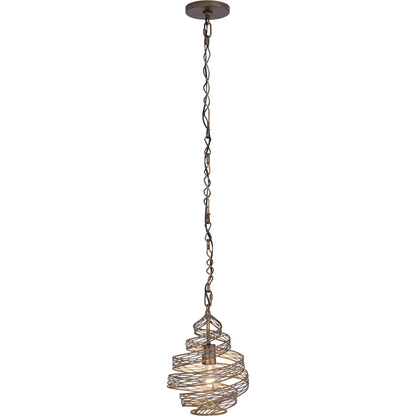 Flow III Twist Mini Pendant by Varaluz in hammered ore. Made from hammered ore in a modern style.
