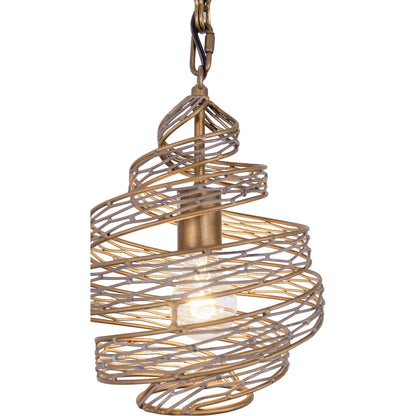 Flow III Twist Mini Pendant by Varaluz in hammered ore. Made from hammered ore in a modern style.