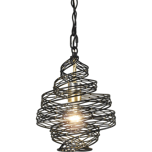 Flow I Twist Mini Pendant by Varaluz in matte black/french gold. Made from unique in a modern style.