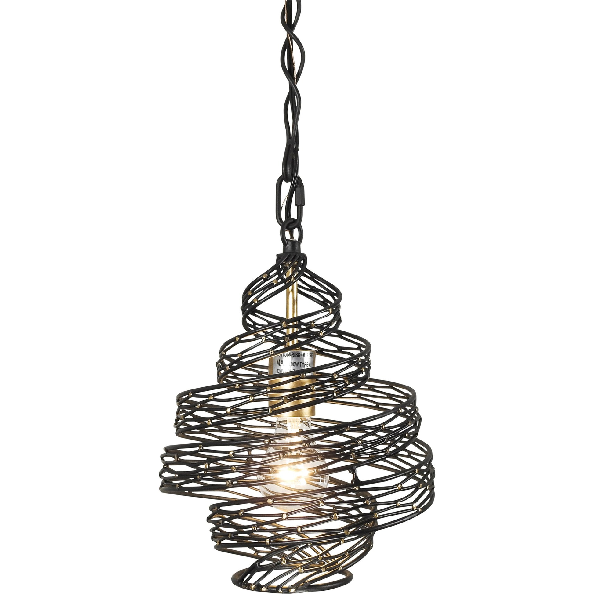 Flow I Twist Mini Pendant by Varaluz in matte black/french gold. Made from unique in a modern style.