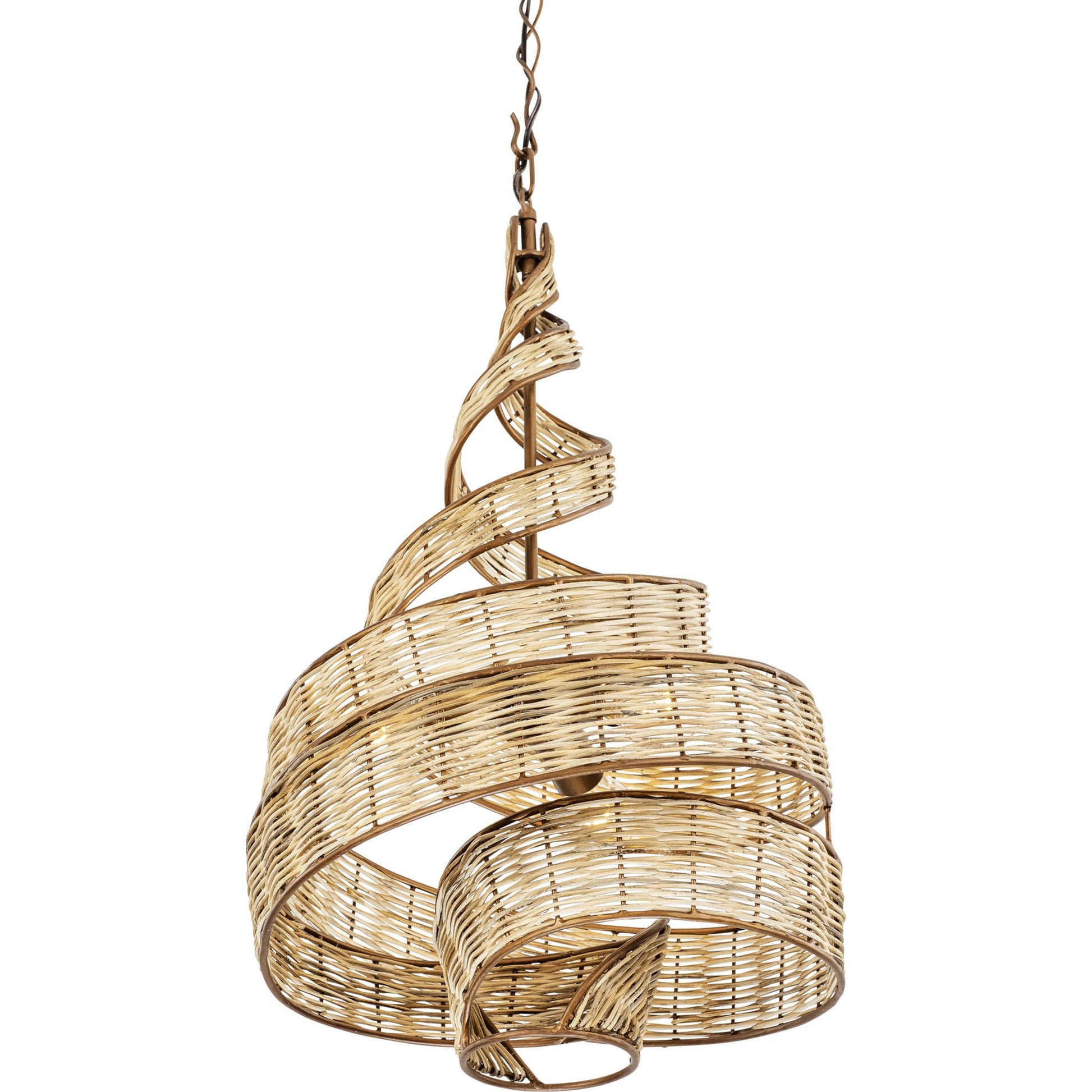 Flow II Twist 3-Light Pendant by Varaluz in baguette/natural rattan. Made from unique in a modern style.