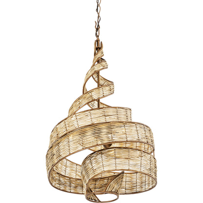 Flow II Twist 3-Light Pendant by Varaluz in baguette/natural rattan. Made from unique in a modern style.
