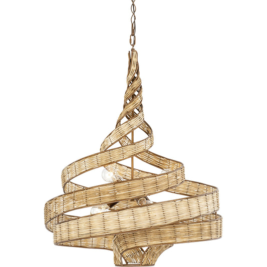 Flow II Twist 6-Light Pendant by Varaluz in baguette/natural rattan. Made from unique in a modern style.