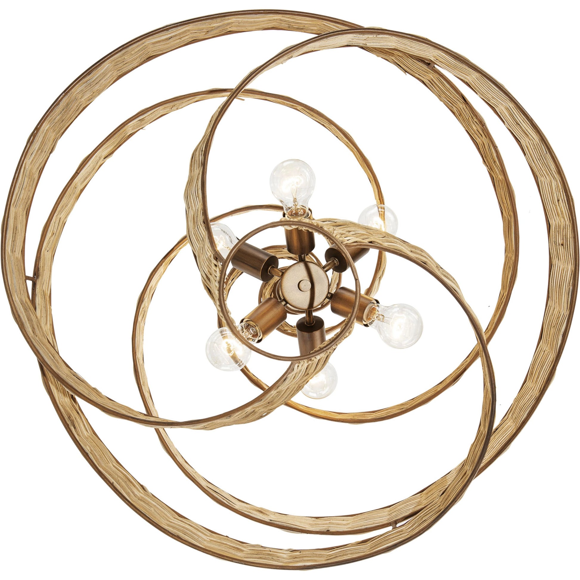 Flow II Twist 6-Light Pendant by Varaluz in baguette/natural rattan. Made from unique in a modern style.