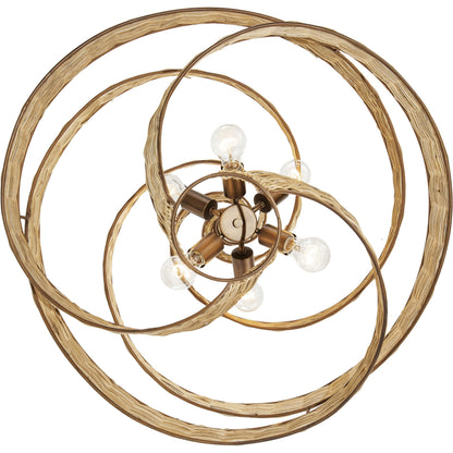 Flow II Twist 6-Light Pendant by Varaluz in baguette/natural rattan. Made from unique in a modern style.