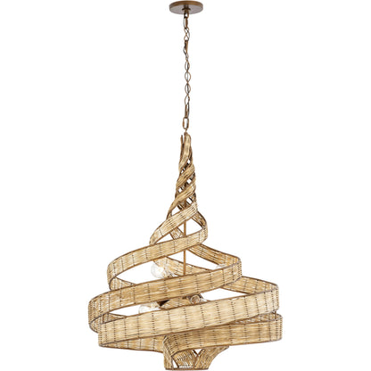 Flow II Twist 6-Light Pendant by Varaluz in baguette/natural rattan. Made from unique in a modern style.