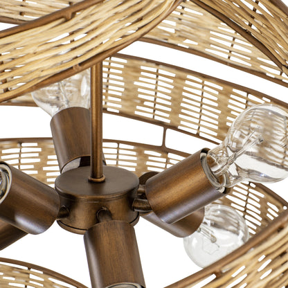Flow II Twist 6-Light Pendant by Varaluz in baguette/natural rattan. Made from unique in a modern style.