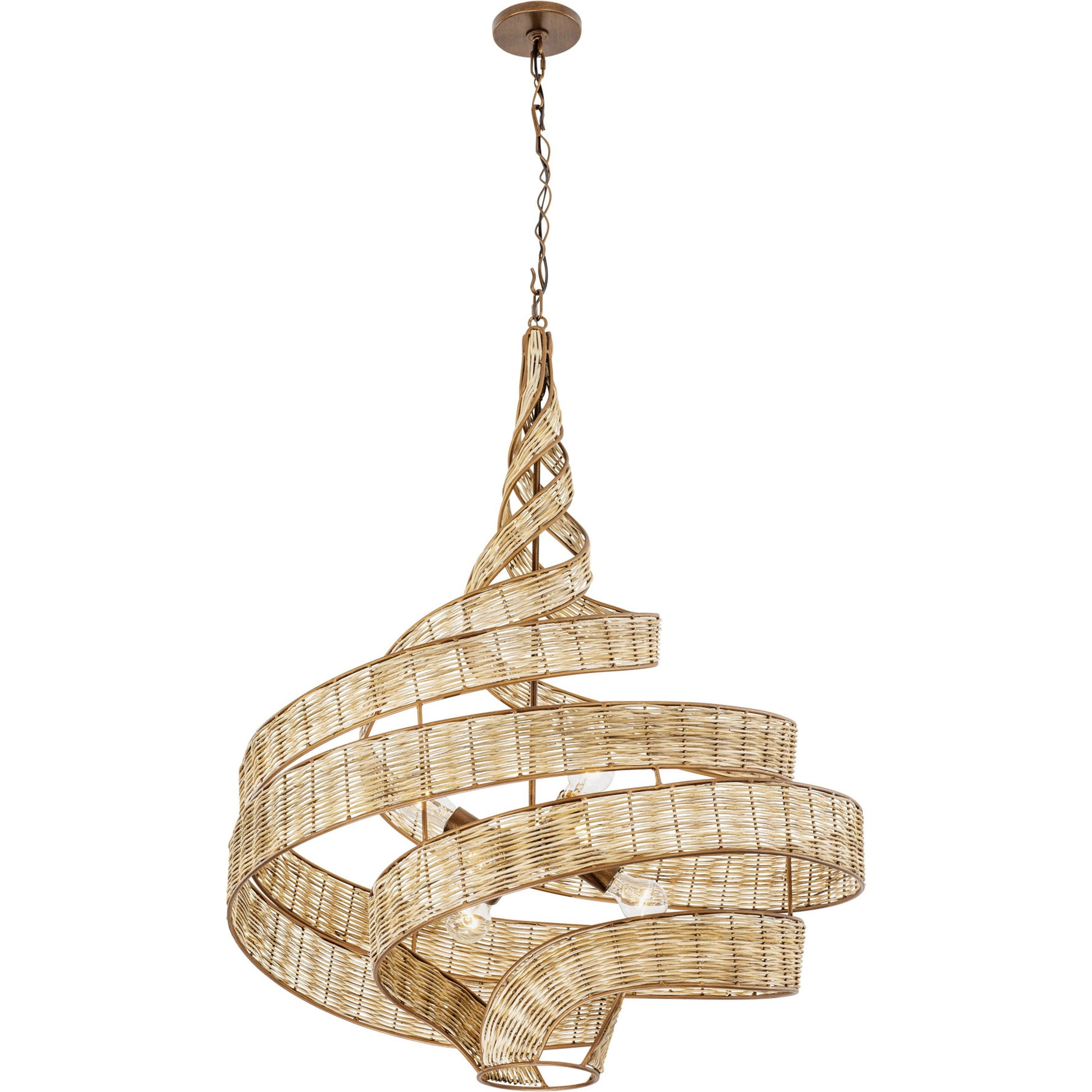 Flow II Twist 6-Light Pendant by Varaluz in baguette/natural rattan. Made from unique in a modern style.