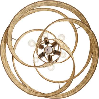 Flow II Twist 6-Light Pendant by Varaluz in baguette/natural rattan. Made from unique in a modern style.