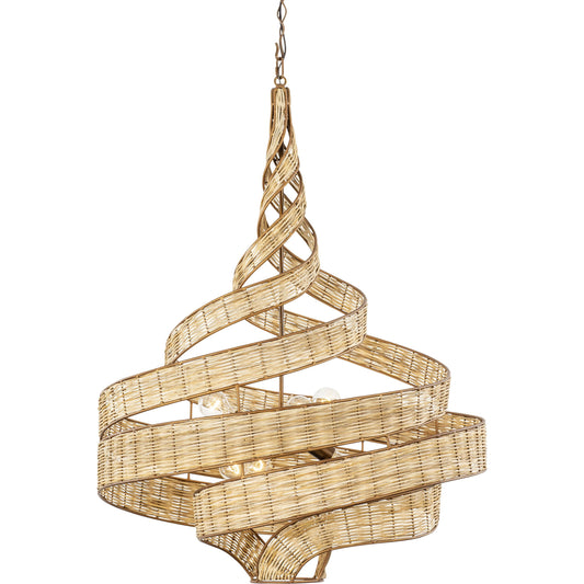 Flow II Twist 6-Light Pendant by Varaluz in baguette/natural rattan. Made from unique in a modern style.