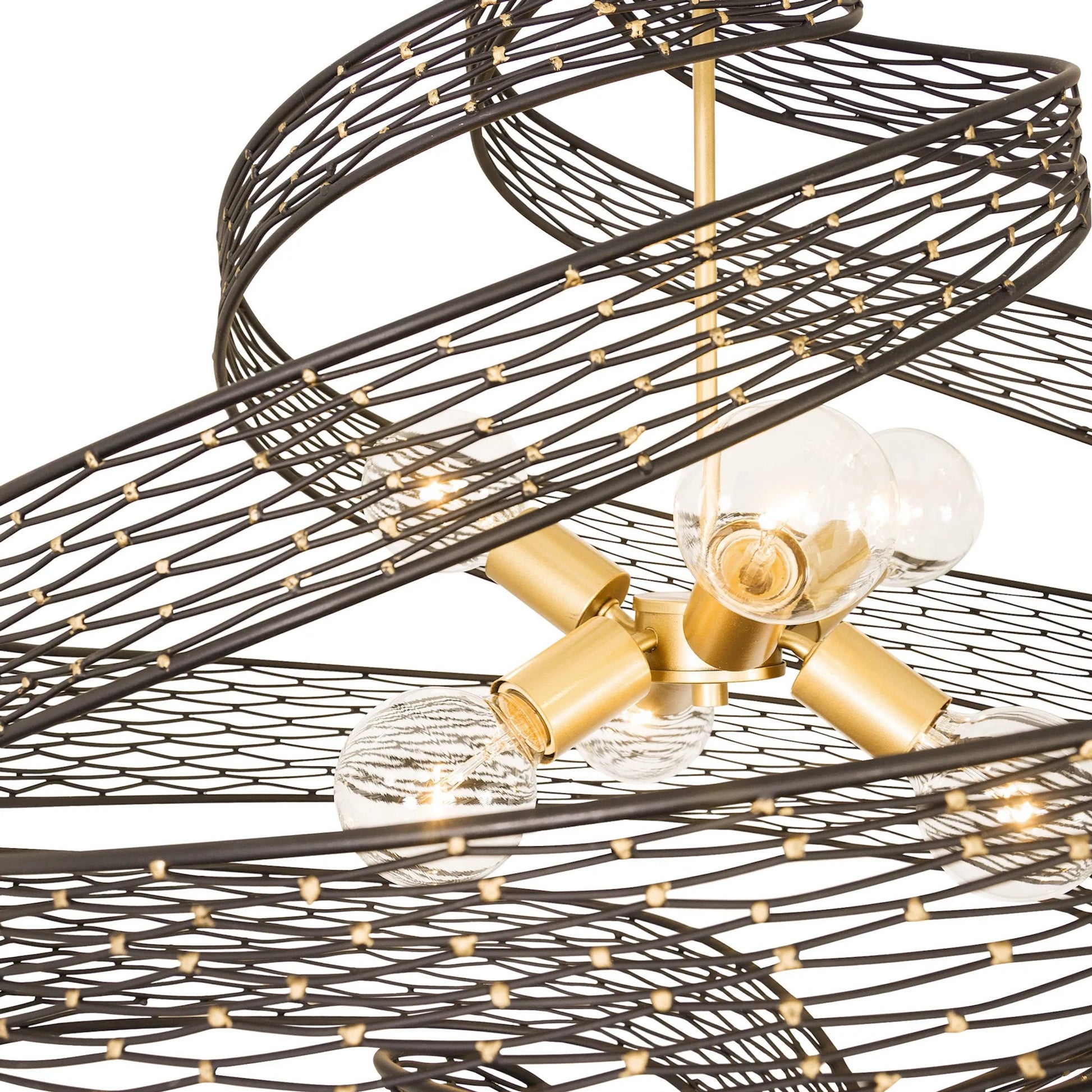 Flow Twist 6-Light Pendant by Varaluz in matte black/french gold. Made from unique in a modern style.