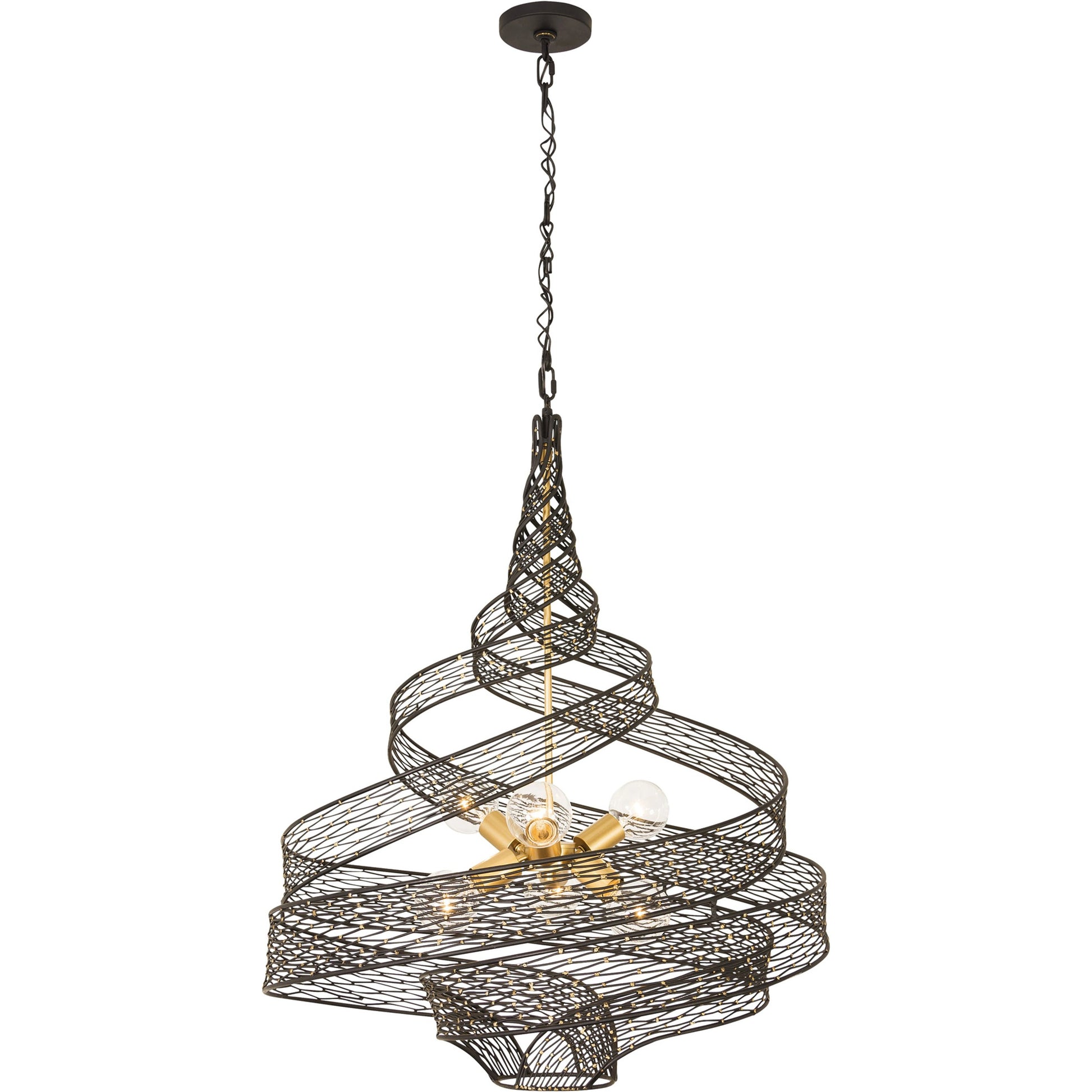 Flow Twist 6-Light Pendant by Varaluz in matte black/french gold. Made from unique in a modern style.