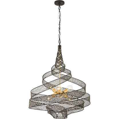Flow Twist 6-Light Pendant by Varaluz in matte black/french gold. Made from unique in a modern style.