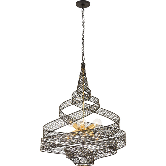Flow Twist 6-Light Pendant by Varaluz in matte black/french gold. Made from unique in a modern style.