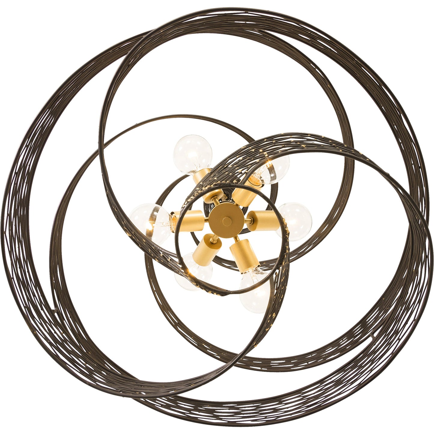 004 SI-1991398 | Additional Silo | Flow Twist 6-Light Pendant by Varaluz in matte black/french gold. Made from unique in a modern style.