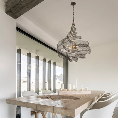 Flow Twist 6-Light Pendant by Varaluz in matte black/french gold. Made from unique in a modern style.