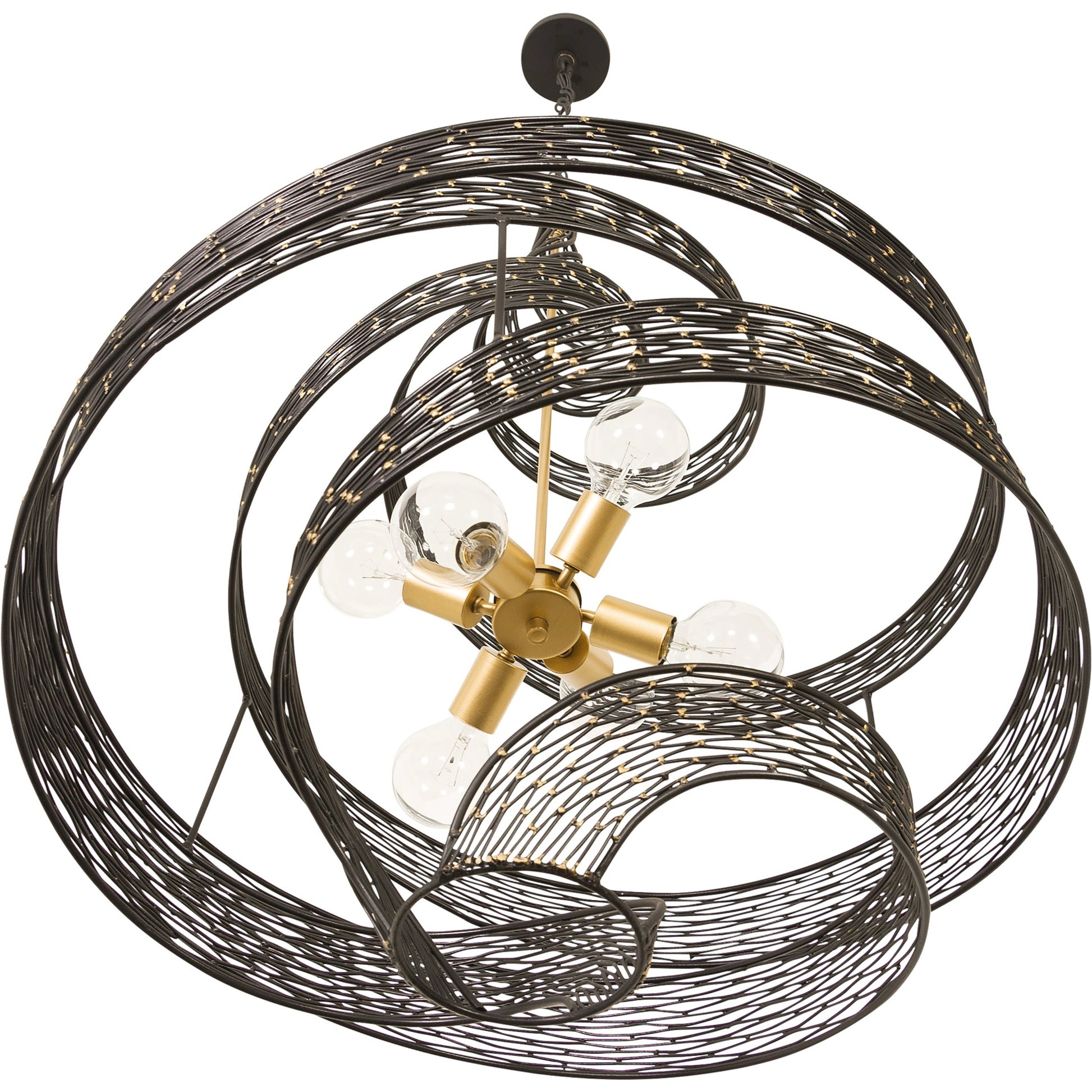 Flow Twist 6-Light Pendant by Varaluz in matte black/french gold. Made from unique in a modern style.