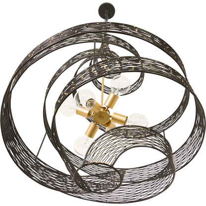 Flow Twist 6-Light Pendant by Varaluz in matte black/french gold. Made from unique in a modern style.