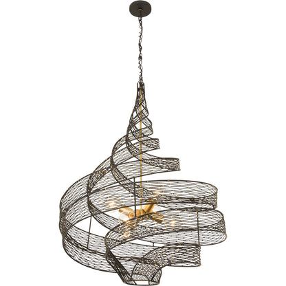 Flow Twist 6-Light Pendant by Varaluz in matte black/french gold. Made from unique in a modern style.