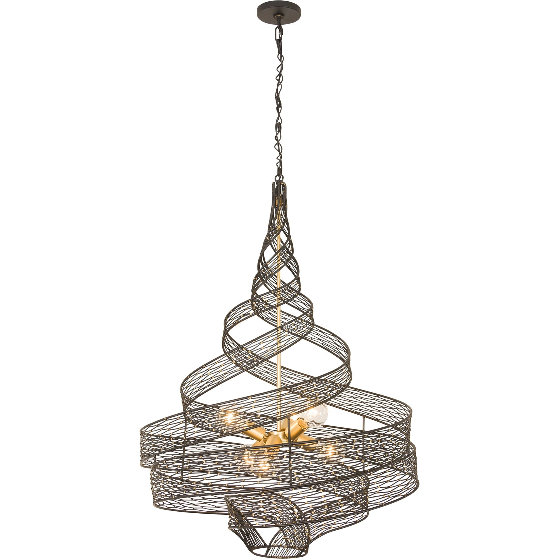 Flow Twist 6-Light Pendant by Varaluz in matte black/french gold. Made from unique in a modern style.