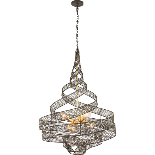 Flow Twist 6-Light Pendant by Varaluz in matte black/french gold. Made from unique in a modern style.