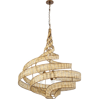 Flow II Twist 8-Light Pendant by Varaluz in baguette/natural rattan. Made from unique in a modern style.