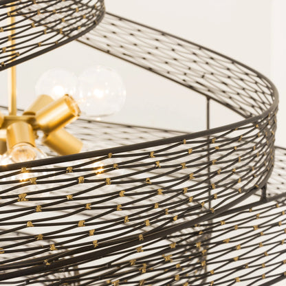 Flow I Twist 8-Light Pendant by Varaluz in matte black/french gold. Made from unique in a modern style.